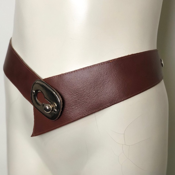 Vintage 80s Leather Hip Belt - Picture 3 of 8